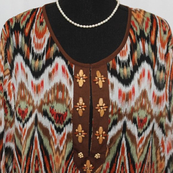 Silhoulettes Abstract Design Long Sleeve Tunic Length Top - Picture 2 of 13